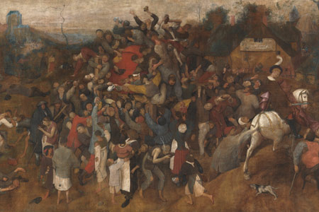 Pieter Bruegel el Viejo. El vino de la fiesta de San Martín, 1566-1567 tras su restauración. Temple de cola sobre lienzo, 148 x 270,5 cm. Madrid, Museo Nacional del Prado Pieter Bruegel el Viejo. El vino de la fiesta de San Martín, 1566-1567 tras su restauración. Temple de cola sobre lienzo, 148 x 270,5 cm. Madrid, Museo Nacional del Prado