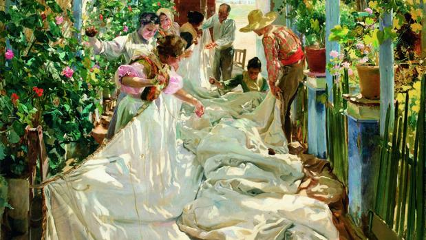 Joaquín Sorolla. Cosiendo la vela, 1896