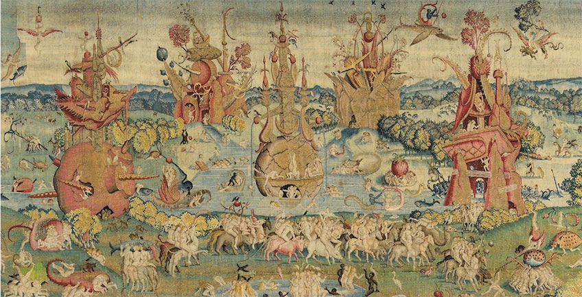 Tapiz inspirado en El Jardín de las Delicias del Bosco, procedente del Escorial