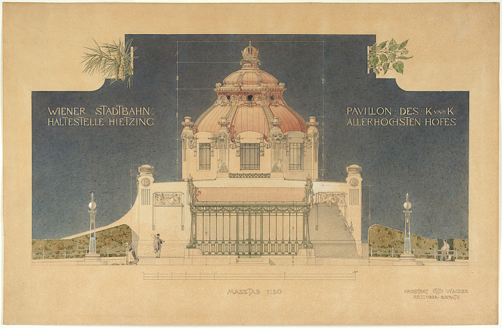 Joseph Maria Olbrich. Pabellón de la Corte Imperial en la estación de tren metropolitana de Viena, 1898
