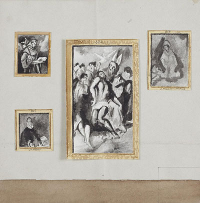 Proyecto de distribución de los lienzos en la Sala de El Greco, 1912. Archivo Museo Nacional del Prado