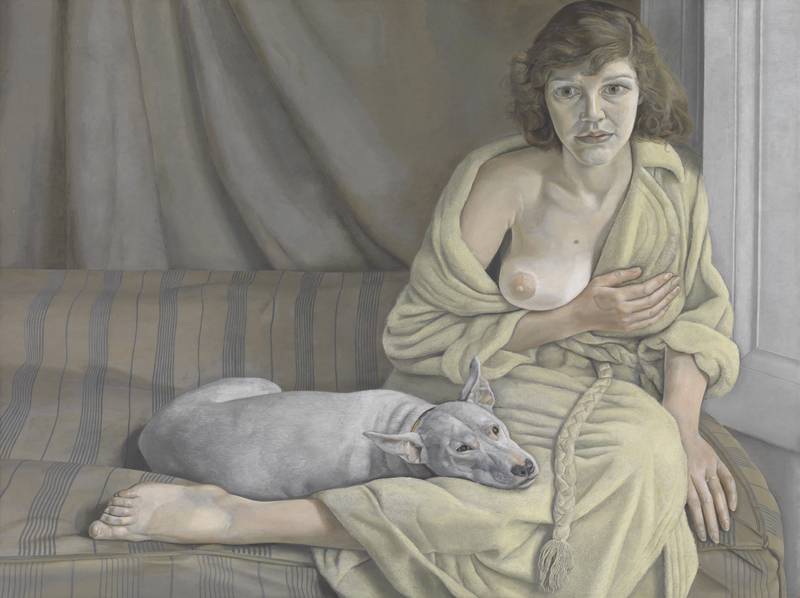 Lucian Freud. Muchacha con perro blanco, 1950-1951