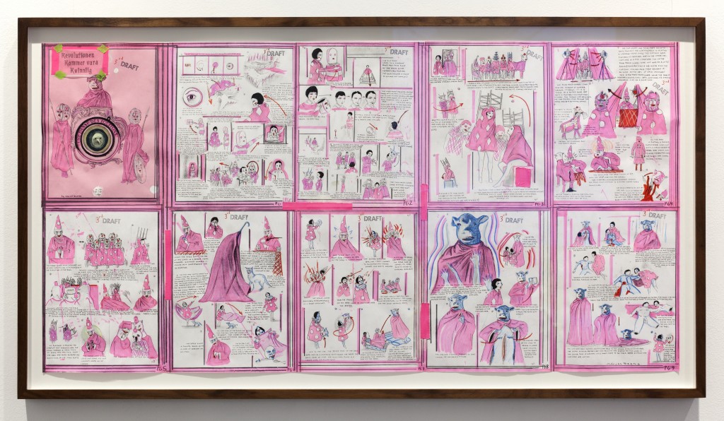 Marcel Dzama. Une danse des bouffons (or A jester’s dance) Storyboard, 2013 Cortesía de David Zwirner