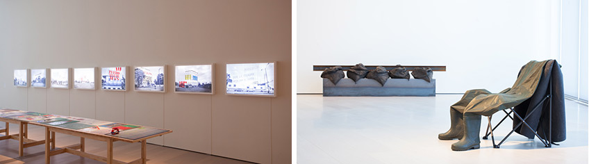 Arte en el cambio de siglo: Una selección de obras adquiridas en las dos últimas décadas Vista de la exposición Arte en el cambio de siglo: Una selección de obras adquiridas en las dos últimas décadas con obras de Carlos Garaicoa a la izquierda y Nuria Fuster y Jannis Kounellis a la derecha