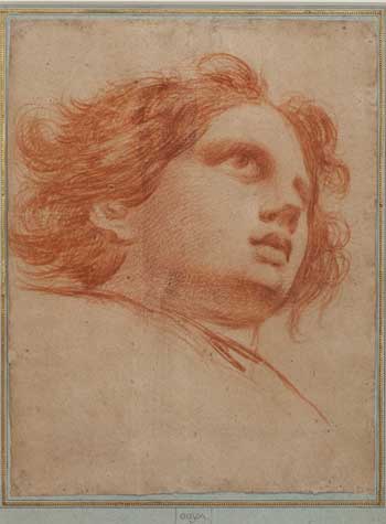 Goya. Cabeza de ángel. Dibujo preparatorio para el fresco de La Gloria o Adoración del Nombre de Dios, 1772.