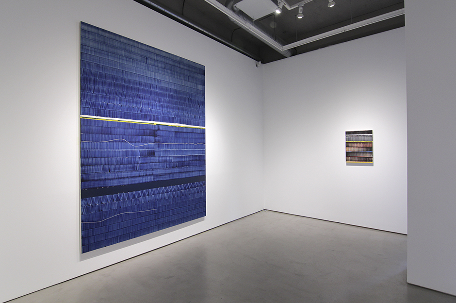Vista de la exposición de Juan Uslé "De desvelos" en la Galería Moisés Pérez de Albéniz