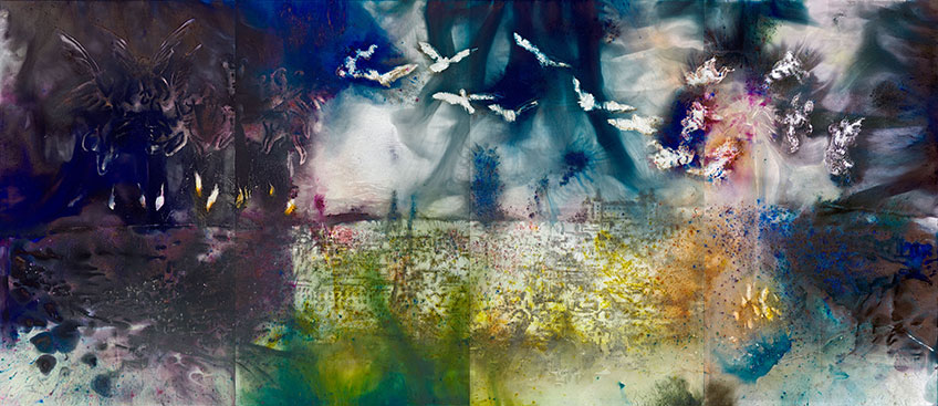 Día y noche en Toledo Cai Guo-Qiang Pólvora sobre lienzo, 260 cm x 600 cm 2017 Foto © Museo Nacional del Prado