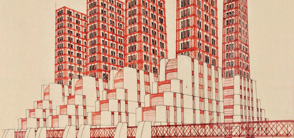 Mario Chiattone. Ponte e studio di volumi, 1914