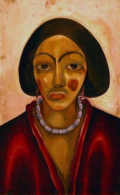 María Blanchard. Mujer con vestido rojo, 1912-1914