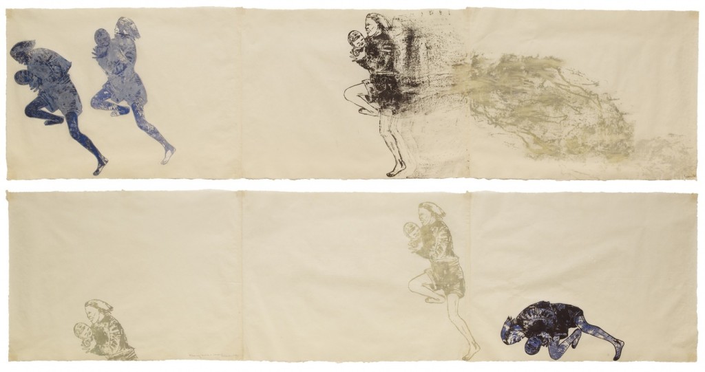Nancy Spero. Fleeing Woman and Child, Irradiated, 1985