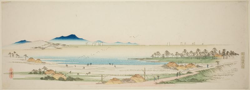 Hiroshige. Playa salina cerca de Gyotoku, hacia 1840