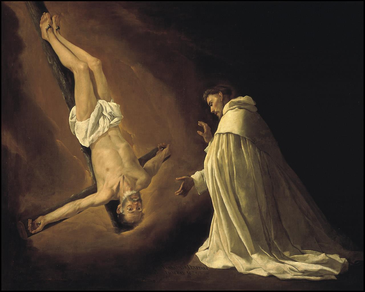 Francisco de Zurbarán. Aparición del apóstol san Pedro a san Pedro Nolasco, 1629. Museo Nacional del Prado