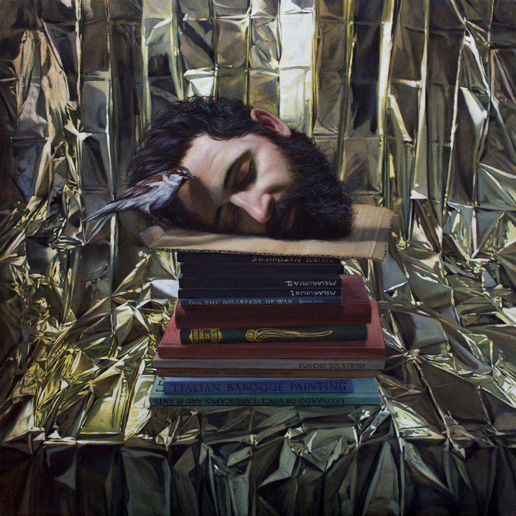 Jesús Herrera Martínez. Selfportrait with house sparrow, 2017