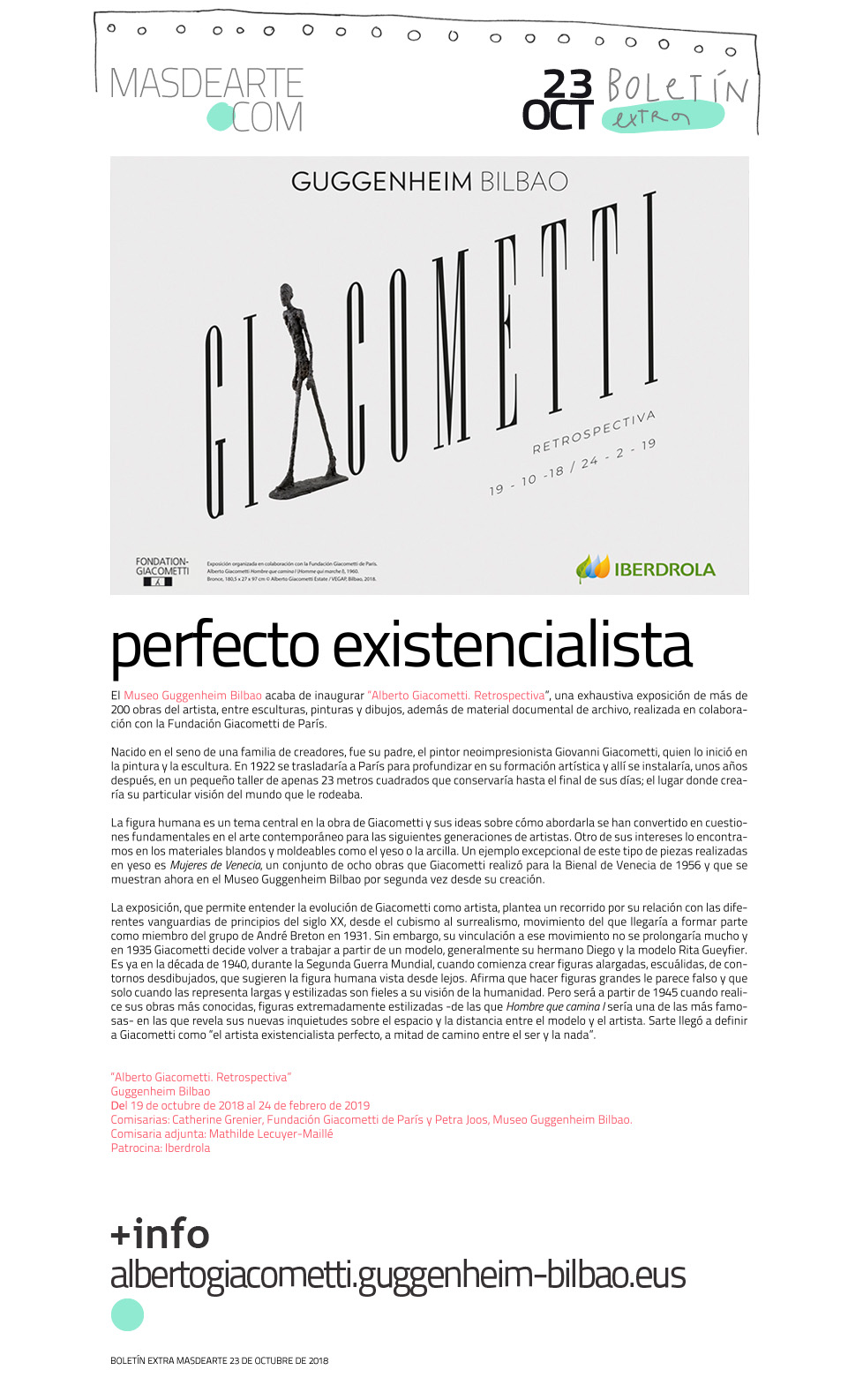 Extra masdearte: Alberto Giacometti. Retrospectiva, en el Museo Guggenheim Bilbao