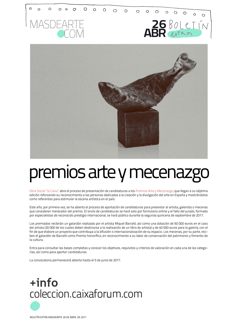 Abierta la convocatoria para presentar candidaturas a los Premios
 Arte y Mecenazgo 2017