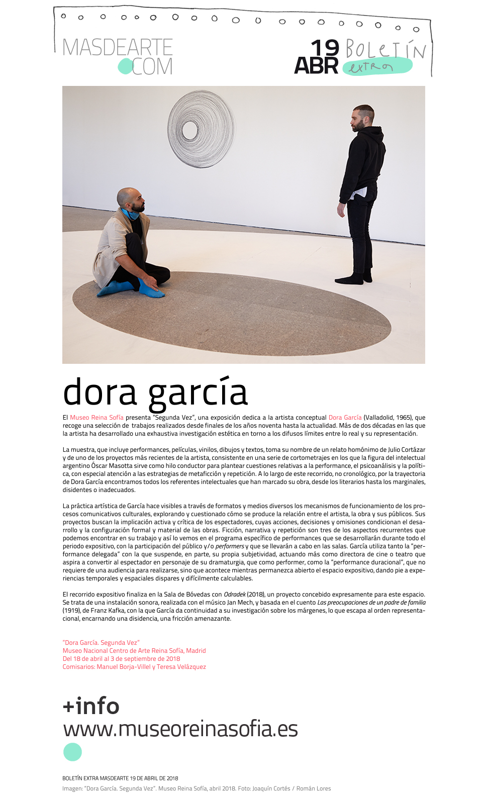 Noticias masdearte: Exposición de Dora García. Segunda
 Vez, en el Museo Reina Sofía. Del 18 de abril al 3 de septiembre de 2018