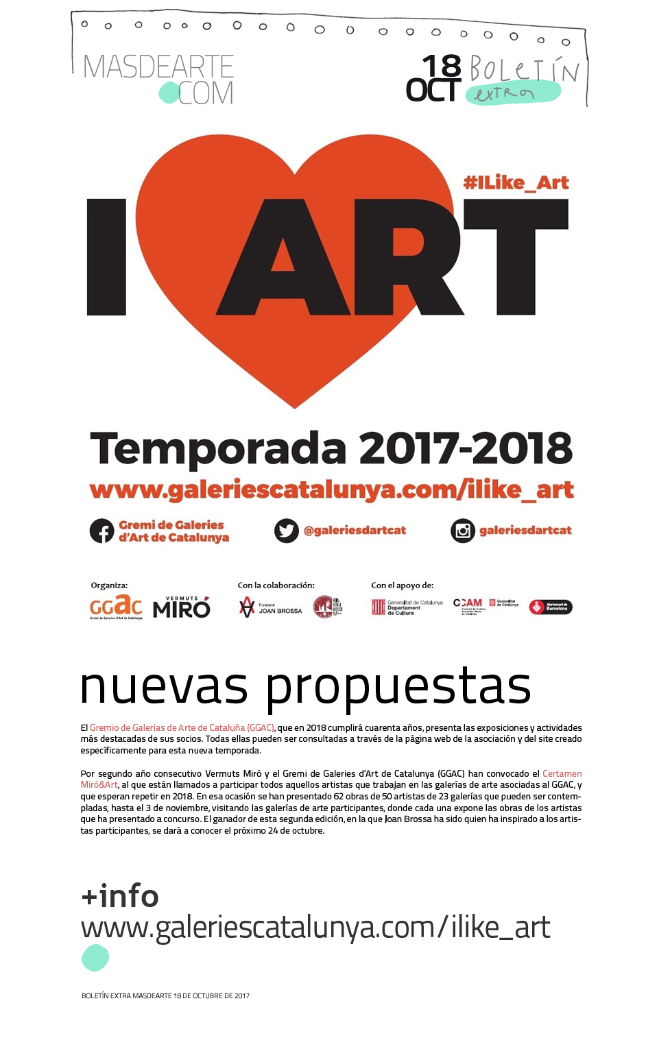 El Gremio de Galerías de Arte de Cataluña  presenta
 las exposiciones y actividades más destacadas de sus socios. 