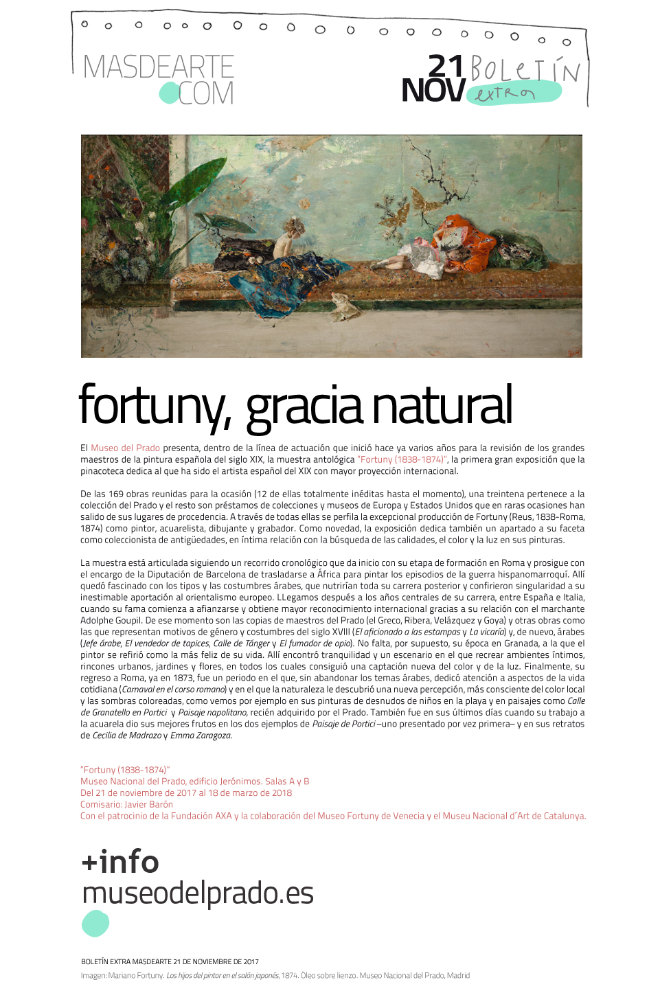 Extra masdearte: el Museo del Prado inaugura una gran exposición dedicada a Fortuny. Has el 18 de marzo de 2018
