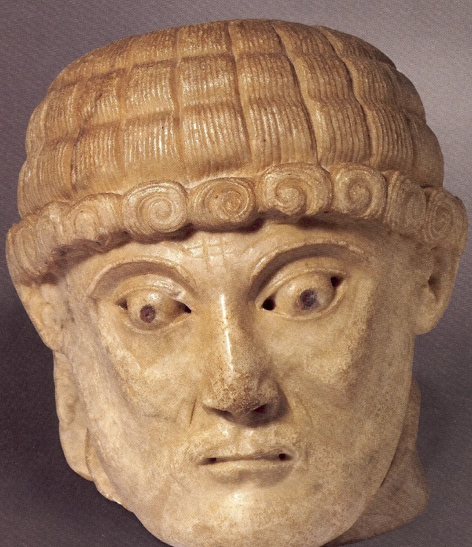 Maestro de Cabestany, Cabeza de san Pedro procedente de Sant Pere de Rodes'. Museo del Castillo de Peralada