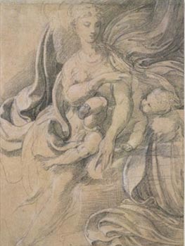 Parmigianino. Study for the Madonna of the Rose, c. 1526-29