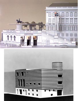 Proyecto de la nueva entrada de la Albertina: la Soravia-Wing - © Atelier Hollein / Adolf Loos, Modelo original de la Josephine Baker House, Paris, 1927 - © Albertina 2000, Wien
