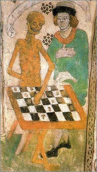 Albertus Pictor. La muerte jugando al ajedrez. Fresco de la iglesia de Täby, Uppland