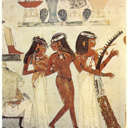 Escena de banquete en la tumba de Nakht, Sheik Abd el Qurn, hacia 1350 a.C.