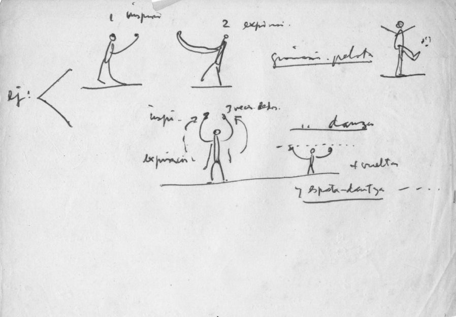 Jorge Oteiza, Notas sobre ejercicios gimnásticos. Pelota y danza. Archivo Museo Oteiza, Alzuza