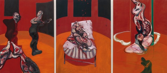 Francis Bacon. Tres estudios para una crucifixión (Three Studies for a Crucifixion), marzo, 1962. Guggenheim Museum, Nueva York.