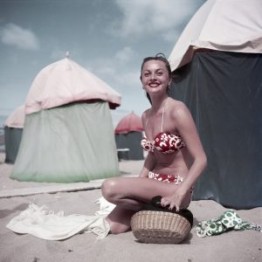 Robert Capa. Woman in a bikini, Deauville, France], August 1951