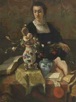 Louis Dubois. La femme au bouquet, 1854-1855. Musées royaux des Beaux-Arts de Belgique