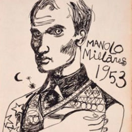 Manolo Millares. Autorretrato, 1953. © Manolo Millares. VEGAP, Santander, 2019
