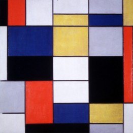 Piet Mondrian. Grande composizione A con nero, rosso, grigio, giallo e blu, 1919-20
