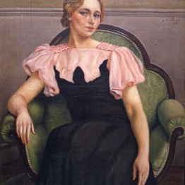 Giorgio de Chirico. Retrato de Isa, vestido rosa y negro, 1934