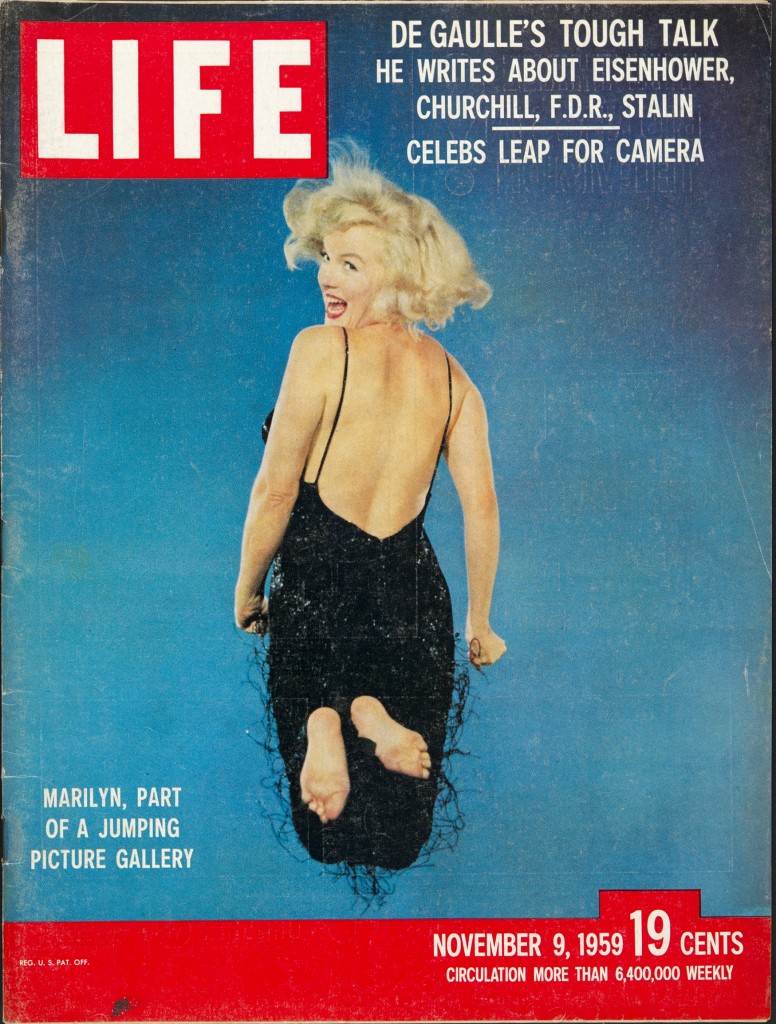 Portada de LIFE con el «salto» de Marilyn Monroe. 9 de noviembre, 1959. Musée de l’Elysée © 2016 Philippe Halsman Archive / Magnum Photos