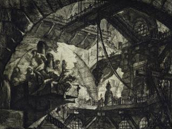Giovanni-Battista de Piranesi. Reos sobre plataforma suspendida (Cárcel). Carceri d’Invenzione (hacia 1761). Fondazione Giorgio Cini, Venecia