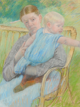Mary Cassatt. Mathilde Holding Baby, Reaching out to Right, c.1889