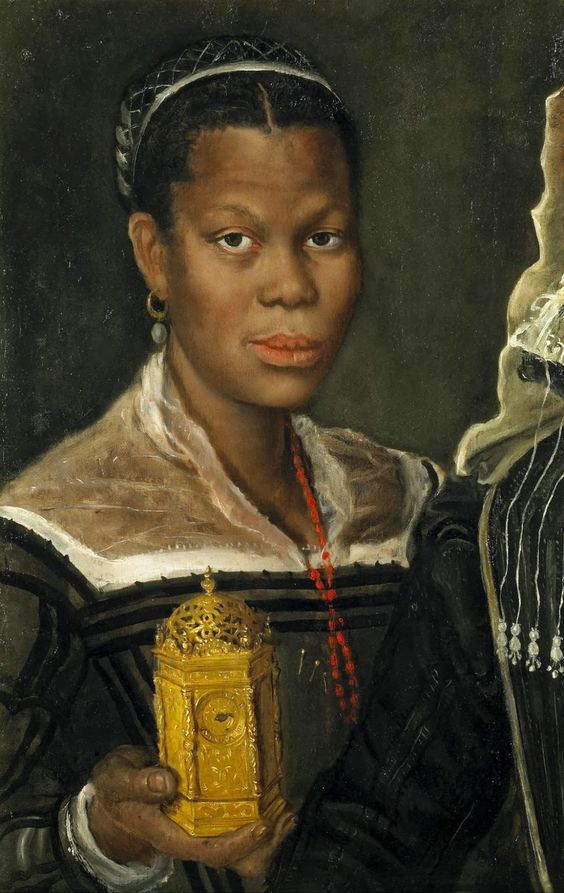Annibale Carraci. Retrato de mujer africana con reloj, hacia 1585