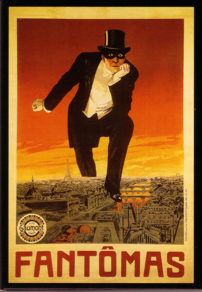 Cartel de la película de Louis Feuillade Fantômas : À l’ombre de la guillotine, 1913. Colección privada
