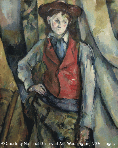 Paul Cézanne. Muchacho con chaleco rojo, 1888-1890. Cortesía de la National Gallery of Art, Washington