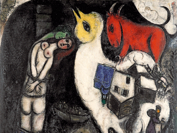 Marc Chagall. Los amantes en el poste, 1951?. Cathy Odermatt‐Vedovi