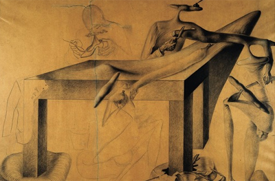 Salvador Dalí. Le Cannibalisme des objets, avec écrasement simultané d'un violoncelle, 1932. © Jean-Claude Planchet - Centre Pompidou, MNAM-CCI (diffusion RMN) © Salvador Dalí, Fundació Gala-Salvador Dali / Adagp, Paris