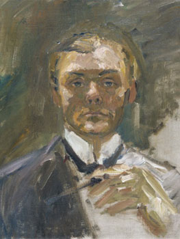 Max Beckmann. Autorretrato con la mano levantada, 1908. Museo Nacional Thyssen-Bornemisza