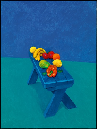 David Hockney. Fruta sobre una banqueta, 6, 7 y 8 de marzo de 2014. © David Hockney. Fotografía: Richard Schmidt