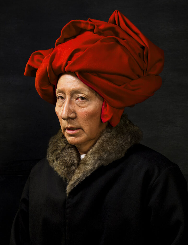 Yasumasa Moromura. VAN EYCK IN A RED TURBAN. Serie Self-Portraits through Art History, 2016