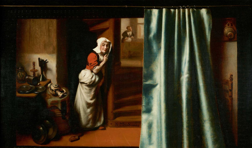Nicolaes Maes. The Eavesdropper, 1655. Harold Samuel Collection, Mansion House © Guildhall Art Gallery, City of London