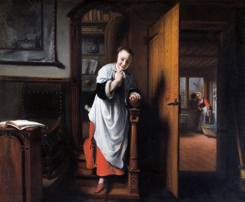 Nicolaes Maes. The Eavesdropper, hacia 1656. The Wellington Collection, Apsley House. © Historic England Photo Library