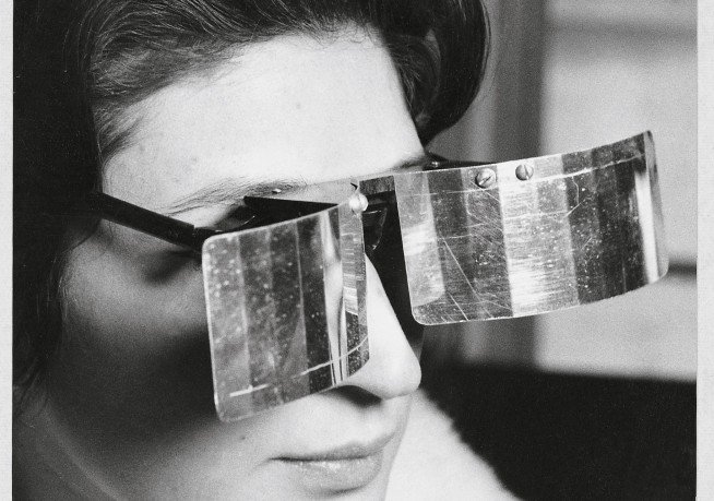 Julio Le Parc. Martha Le Parc with Lunettes pour une vision autre (Glasses for Another Vision), 1965