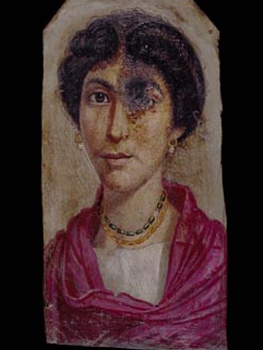 Retratos de Fayum. Retrato de momia de una mujer. Hawara, Egipto, periodo romano, c. 100-120 d.C. Copyright The Trustees of British Museum