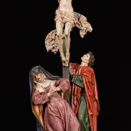 Escultor belga probablemente basado en diseños de Rogier van der Weyden y su taller. La Crucifixión, ala derecha del retablo de Nuestra Señora de Belén en Laredo (Cantabria), hacia 1430-40
